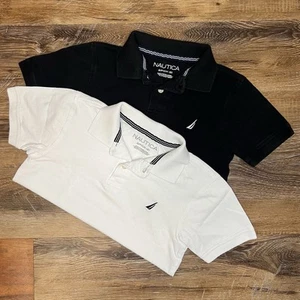 Nautica Boys Classic Black and White Polo Shirts, Size S (8) - Picture 1 of 7