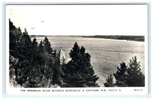 Cartolina fotografica reale fiume Miramichi Newcastle & Chatham Route 8 NB - Foto 1 di 2