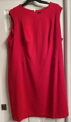 Donna Karan Red Sheath Dress Knee Length Sleeveless Crepe Red Classic 24W - Image 1 of 4