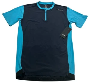 NWT Oakley Mens Hydrolix Point To Point 1/4 Zip Blue Cycling SSJersey M - Picture 1 of 8