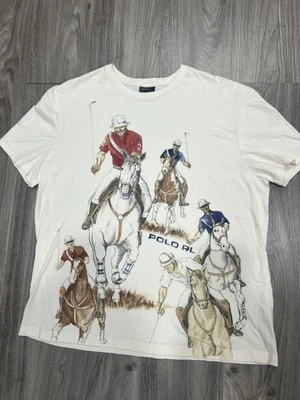 Rare Vintage Polo Ralph Lauren “Five Horses” T-Shirt  – Size Large (No Flaws) - Image 1 of 4