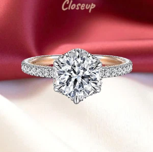 2.00 Ct Round Cut 18k Multi Gold IGI Certified Lab Grown Diamond Engagement Ring - Picture 1 of 9