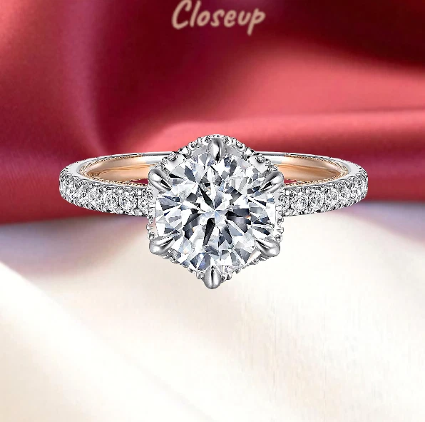 2.00 Ct Round Cut 18k Multi Gold IGI Certified Lab Grown Diamond Engagement Ring - Image 1 of 4