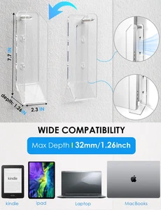 Laptop Wall Mount Holder Space-Saving under Desk Cable Slots Supports 1.26" - Picture 1 of 7