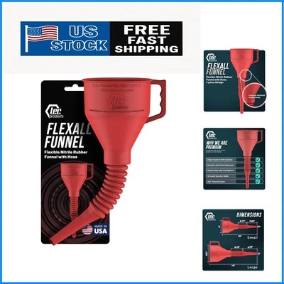 美国制造 16 英寸 FlexAll 漏斗 - 汽车油和柴油精密橡胶漏斗 — 第 1/4 张图片