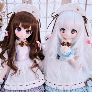 Peluca cola de caballo trenzada moño pelo largo rizado ondulado para muñeca 1/3 1/4 1/6 MDD BJD - Imagen 1 de 22