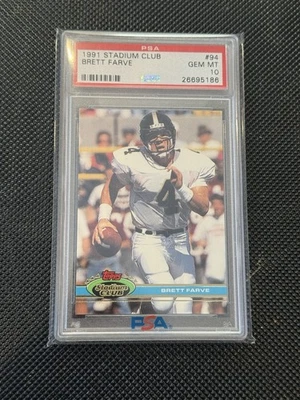 1991 Topps Stadium Club Brett Favre #94 Rookie PSA 10 - Image 1 of 2