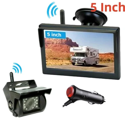 2.4G Wireless 5" Monitor ccd Backup Camera 12-24v For Truck RV Reverse Rear View - Image 1 of 4