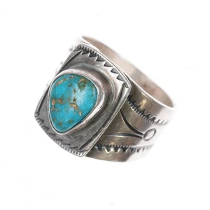Gr.15 um 1940 Navajo Silberring mit schönem Türkis - Bild 1 von 8
