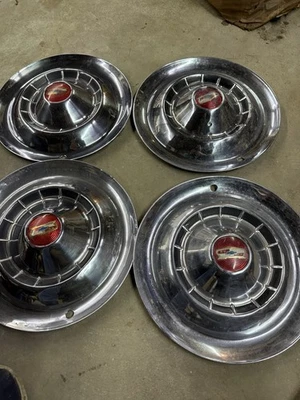 VINTAGE 1954 CHEVY BELAIR HUBCAPS OEM Used - Image 1 of 4
