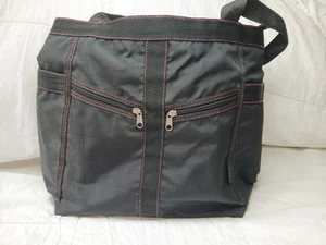 Retro 80's/90's JOE BOXER Vintage Canvas Tote Travel Bag Black Pink Stitching - Picture 1 of 12