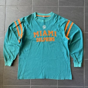Camiseta deportiva retro vintage con gráficos de la NFL de manga larga verde azulado de los Miami Dolphins - Imagen 1 de 8