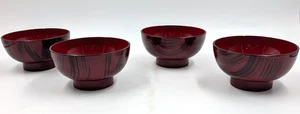 Vier (4) Kunststoff Ramen - Udon - Suppenschüsseln - Hergestellt in Japan - Rot & Schwarz - Y55/T - Bild 1 von 5