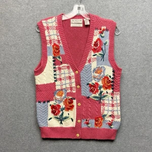 Ashley handgestrickt Blumen Muster Pullover Weste Oma Cottagecore PL - Bild 1 von 7