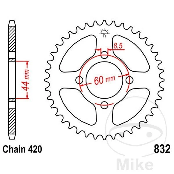 JT Stahl Kettenrad 48 Zähne Teilung 420, JTR832.48 - Bild 1 von 1