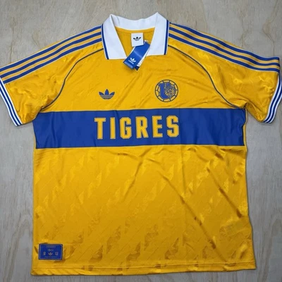 NUEVO Tigres UANL Adidas Original Aniversario Fan Jersey Amarillo Azul JM4863 2XL Foto 1 de 4