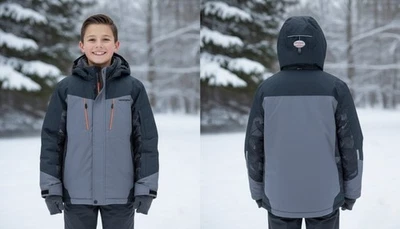 ZeroXposur Boys' Snowboard Jacket – Size M (10/12), Iron Gray- W/Reflective Hood - Image 1 of 4