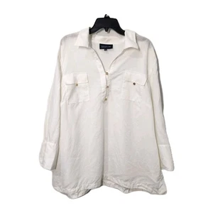 Jones New York Plus Size 100% Linen Popover White Tunic Quiet Luxury SZ 3X - Picture 1 of 20