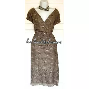 JOANNA HOPE EMBROIDERED FLORAL SEQUIN TIERED WEDDIN OCCASION PARTY DRESS SIZE 22 - Picture 1 of 7