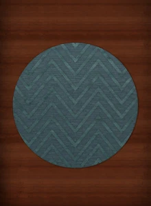 Blue Transitional Hand Hooked Stripes Chevrons Zig Zags Area Rug Striped DV4 - Picture 1 of 12
