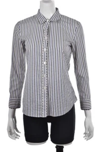 Theory Womens Top Size S White Striped Button Down Shirt Cotton Blouse - Picture 1 of 5