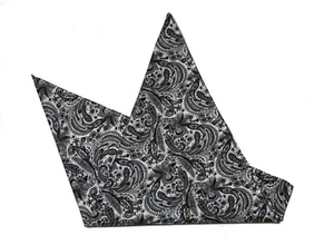 Gascoigne Extra Large Pocket Square Gray White Black Paisley Cotton Men's - Picture 1 of 1