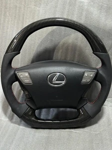 Lexus LS460 Bottom Flat Hydro Dip Carbon Fiber Steering Wheel - Picture 1 of 7