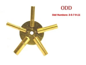 5-IN-1 Odd Number Brass Wall Clock Winding Key-3-5-7-9-11 Clock Keys Universal - Picture 1 of 2