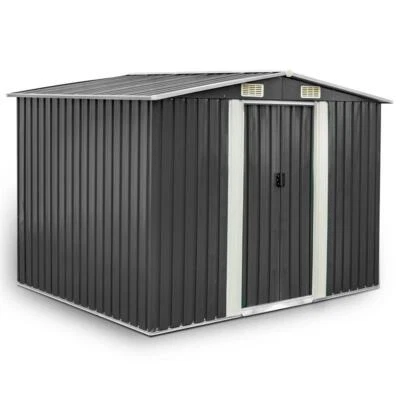Geräteschuppen Metall Garten Gerätehaus Gartenhaus 257x205x178cm grau Satteldach - Bild 1 von 4
