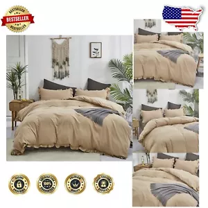 Luxurious King Size Comforter Set with 2 Pillowcases - Champagne Ruffle Design - Picture 1 of 10