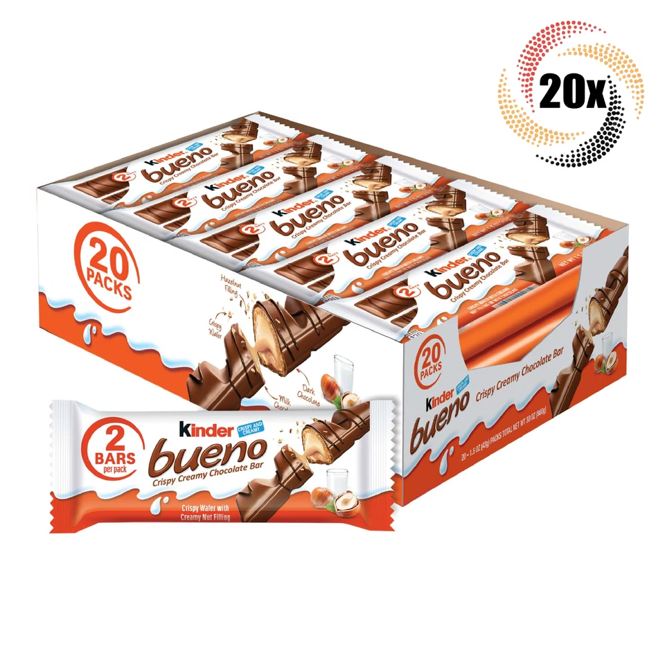2 X 30 Kinder Bueno Ferrero Hazelnut Chocolate Covered Wafer Bar Cookie Poland a