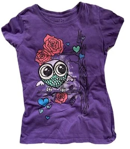 Zap Apparel T Shirt Girls Size L Purple Owl Graphic Tagless Jersey - Picture 1 of 4