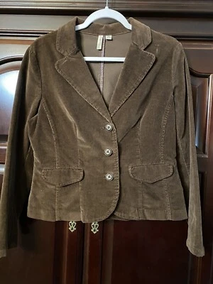 Chaqueta Blazer St Johns Bay Mujer Pequeña Pana Marrón, Manga Larga Talla PM Foto 1 de 4