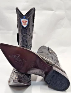 Men's genuine Caiman Belly skin cowboy boots exotic J Toe Handcrafted - Picture 1 of 5