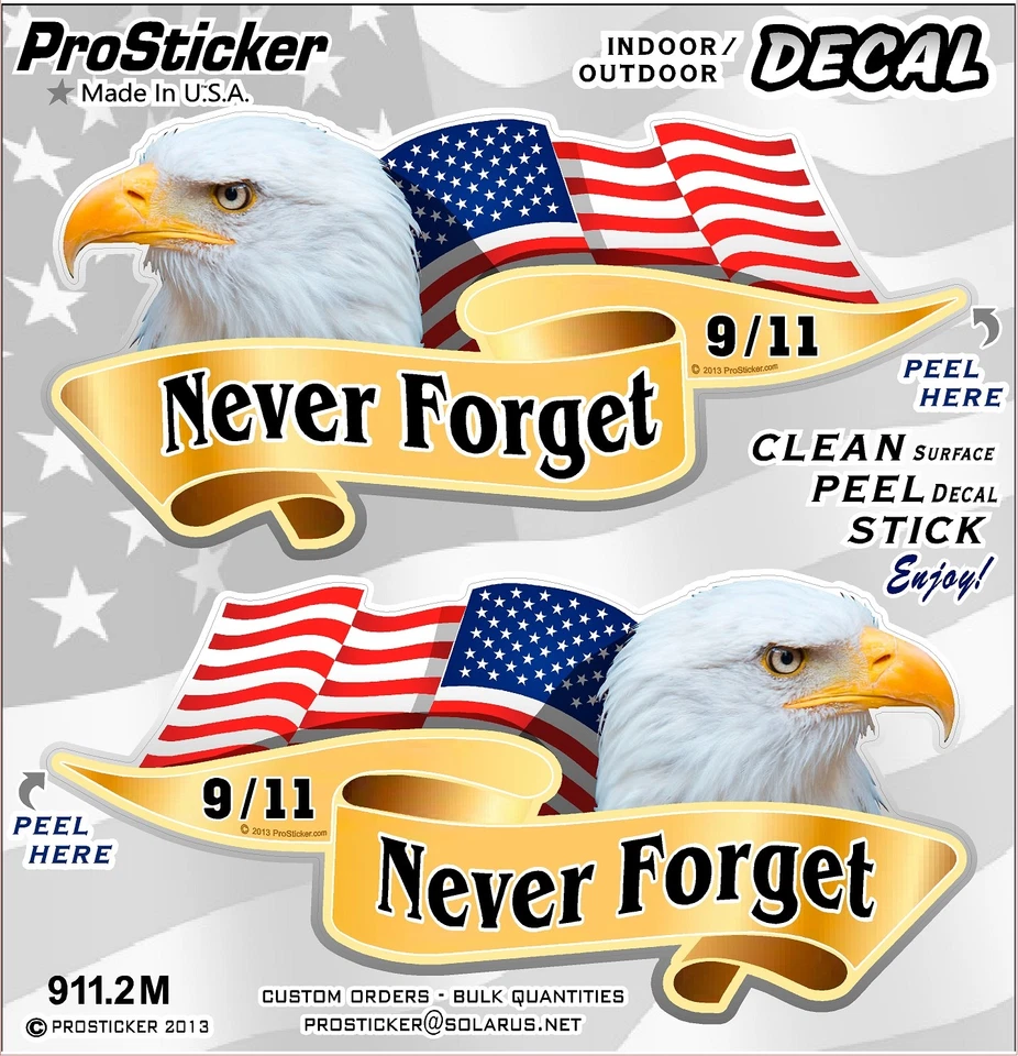 Calcomanías adhesivas ProSticker 911.2M (un par) 2"x 4" American Never Forget 9/11  Foto 1 de 1