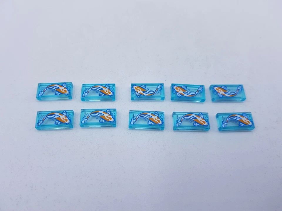 LEGO LOT 10 X TILE 1X2 n°318 REF POISSON IMPRIMÉ REF 75423 / 3069  *NEUF* - Photo 1/1