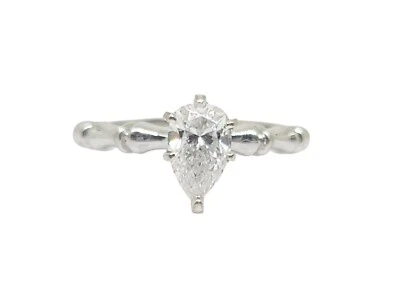 Vintage Inspire 14K White Gold SI2 G 0.65 Carat Pear Cut Diamond Engagement Ring - Image 1 of 4