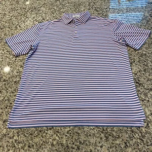 Peter Millar Poloshirt Sommer Comfort Golf Herren Gr. L blau rosa gestreift Stretch - Bild 1 von 6