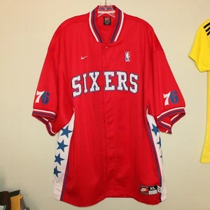 vintage 2002 Philadelphia 76ers Sixers snap-on warm-up jersey Nike Rewind 77 NBA - Picture 1 of 10
