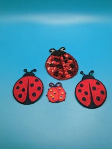 LOT OF 4 LADYBUG IRON ON/ SEW ON PATCHES - Picture 1 of 5