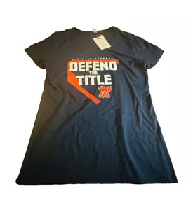 Ole Miss Rebels Baseball Defend The Title Blue T Shirt Womens XL - Picture 1 of 3