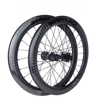 20英寸406碳纤维车轮折叠自行车轮组6螺栓盘式制动轮毂 — 第 1/4 张图片