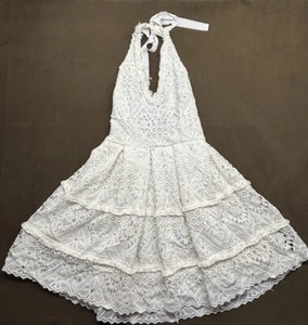 INA Dress White Lace Eyelet Lined Size Small Tiered Layered Brand New NWT - Picture 1 of 10