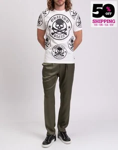 RRP€375 PHILIPP PLEIN T-Shirt Size S White Coated Short Sleeve Skull Logo - Picture 1 of 7