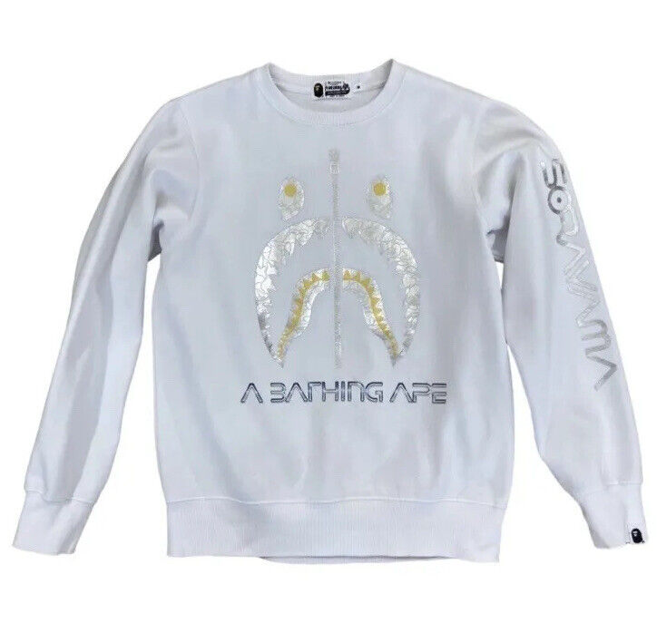 A Bathing Ape BAPE x Hajime Sorayama Shark Mens Crewneck White