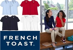 2-Pack French Toast Girls' Short Sleeve Stretch Pique Polo Shirt 1621182 1608749 - Picture 1 of 24