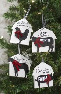 Farm Animal Barn Ornament 2 sets, 4 Assorted - Picture 1 of 1
