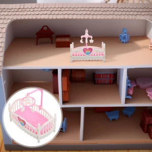 Dollhouse Baby Bed Cute Mini Furniture For Dollhouse Bedroom Ideal For Baby - Picture 1 of 12