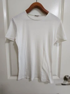 BRUNELLO CUCINELLI Womens White Jersey Tshirt, Size S/M Ribbed Sheer - Picture 1 of 6