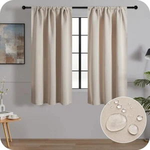 New Pair Mr Trees Cafe Rod Blackout Curtains, Beige W117cm (46") x D 137cm (54") - Picture 1 of 6